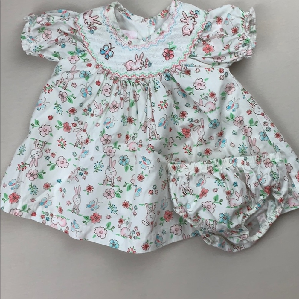 Bonnie Baby Smocked Bunny Dress